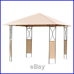 10'x10' Square Gazebo Canopy Tent Shelter Awning Garden Patio WithBrown Cover