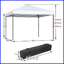 10'x10' White Ez Pop Up Canopy Tent Outdoor Portable Gazebo Party Camping Tent