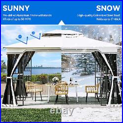 10'x12' Gazebo Canopy Patio Tent with Curtains and Net Outdoor Tent Ventilated