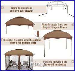 10'x12' Outdoor Canopy Gazebo Awning Wedding Party Tent with Mosquito Netting