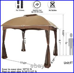 10'x12' Outdoor Canopy Gazebo Awning Wedding Party Tent with Mosquito Netting