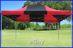 10'x15' Enclosed Pop Up Canopy Party Folding Tent Black Red E Model