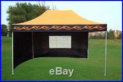 10'x15' Enclosed Pop Up Canopy Party Folding Tent Orange Flame E Model