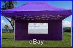 10'x15' Enclosed Pop Up Canopy Party Folding Tent Purple E Model