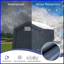 10'x15' Outdoor Shelter Heavy Duty Storage Carport Canopy Garage Shed Tent Gray