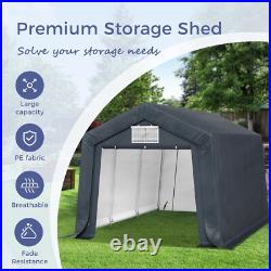 10'x15' Outdoor Shelter Heavy Duty Storage Carport Canopy Garage Shed Tent Gray