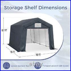 10'x15' Outdoor Shelter Heavy Duty Storage Carport Canopy Garage Shed Tent Gray