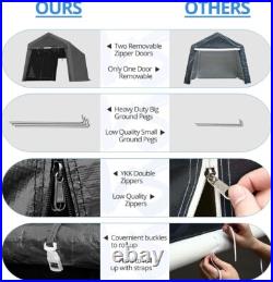10'x15' Outdoor Shelter Heavy Duty Storage Carport Canopy Garage Shed Tent Gray