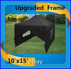 10'x15' Pop Up Canopy Party Tent Black F Model Upgraded Frame