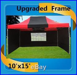10'x15' Pop Up Canopy Party Tent EZ Black Red F Model Upgraded Frame
