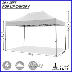 10'x15' Pop-Up Canopy Tent Heavy Duty Outdoor Gazebo with Removable Sidewalls