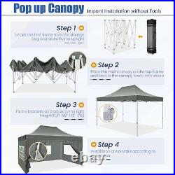 10'x15' Pop up Canopy Heavy Duty Gazebo Instant Commercial Tent with Sandbags