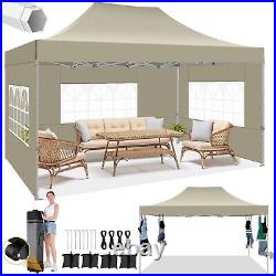 10'x15' Pop up Canopy Heavy Duty Gazebo Instant Commercial Tent with Sidewalls