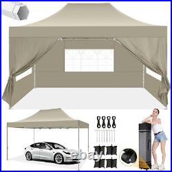 10'x15' Pop up Canopy Heavy Duty Gazebo Instant Commercial Tent with Sidewalls