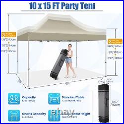 10'x15' Pop up Canopy Heavy Duty Gazebo Instant Commercial Tent with Sidewalls