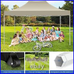 10'x15' Pop up Canopy Heavy Duty Gazebo Instant Commercial Tent with Sidewalls