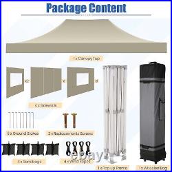 10'x15' Pop up Canopy Heavy Duty Gazebo Instant Commercial Tent with Sidewalls