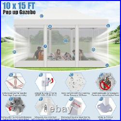 10'x15' Pop up Canopy Heavy Duty Outdoor Party Shelter Enclosed Waterproof Tent