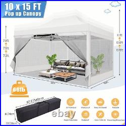 10'x15' Pop up Canopy Heavy Duty Outdoor Party Shelter Enclosed Waterproof Tent