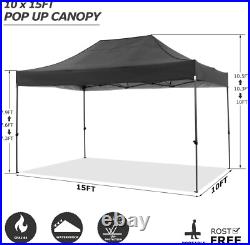 10'x15' Pop up Canopy Tent Heavy Duty Commercial Outdoor Gazebo Frame Thickened