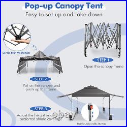 10'x17.6' Outdoor Instant Pop-up Canopy Tent Dual Half Awnings Adjust Patio Gray