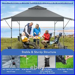 10'x17.6' Outdoor Instant Pop-up Canopy Tent Dual Half Awnings Adjust Patio Gray