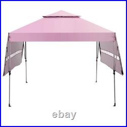 10'x17.6' Outdoor Instant Pop-up Canopy Tent Dual Half Awnings Adjust Patio Pink