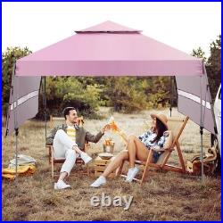 10'x17.6' Outdoor Instant Pop-up Canopy Tent Dual Half Awnings Adjust Patio Pink
