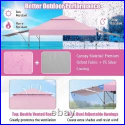10'x17.6' Outdoor Instant Pop-up Canopy Tent Dual Half Awnings Adjust Patio Pink