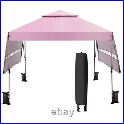 10'x17.6' Outdoor Instant Pop-up Canopy Tent Dual Half Awnings Adjust Patio Pink
