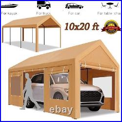 10'x20' Carport Canopy Heavy Duty Waterproof Garage withRoll-up Ventilated Windows