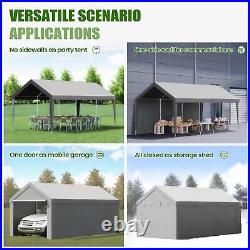 10'x20' Carport Heavy Duty Canopy Tent Garage Shed with4 Roll-up Windows&2 Doors