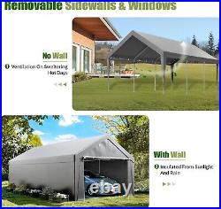 10'x20' Carport Heavy Duty Canopy Tent Garage Shed with4 Roll-up Windows&2 Doors