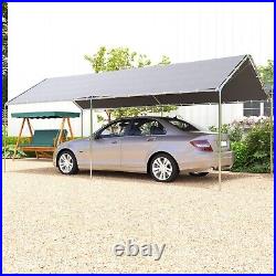 10'x20' Carport Heavy Duty Galvanized Car Canopy with Steel Frame Grey for Car