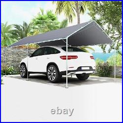 10'x20' Carport Heavy Duty Galvanized Car Canopy with Steel Frame Grey for Car