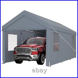 10'x20' Carport Portable Garage Car Canopy with Roll-up Doors Ventilated Windows