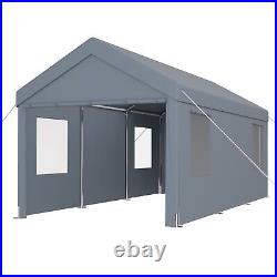 10'x20' Carport Portable Garage Car Canopy with Roll-up Doors Ventilated Windows