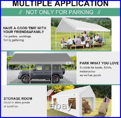 10'x20' Carport with Sidewalls&2 Doors, Heavy Duty Canopy Party Tent Garage Shed #