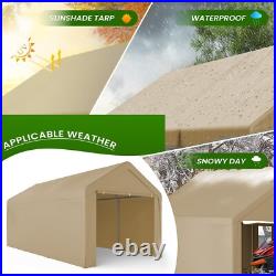 10'x20' Carport with2 Sidewalls&2 Doors, Heavy Duty Canopy Party Tent Shed Garage