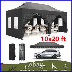 10'x20' Commercial Pop UP Canopy Party Tent Folding Waterproof with 6 Sidewalls