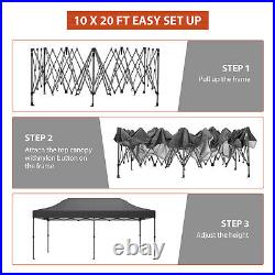 10'x20' Commercial Pop UP Canopy Party Tent Folding Waterproof with 6 Sidewalls