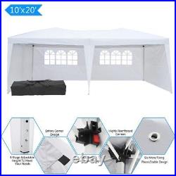 10'x20' EZ POP UP Gazebo Canopy Party Tent Sunshade Wedding With 4 Walls White