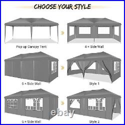 10'x20' EZ Pop up Canopy Heavy Duty Commercial Party Tent Waterproof Gazebo Gray