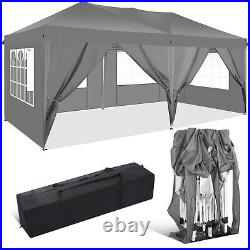 10'x20' EZ Pop up Canopy Heavy Duty Commercial Party Tent Waterproof Gazebo Gray