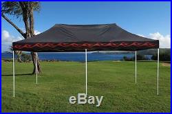 10'x20' Enclosed Pop Up Canopy Party Folding Tent Gazebo Black Flame E Model