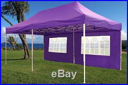 10'x20' Enclosed Pop Up Canopy Party Folding Tent Gazebo Purple E Model