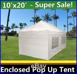 10'x20' Enclosed Pop Up Canopy Party Folding Tent Gazebo White E Model