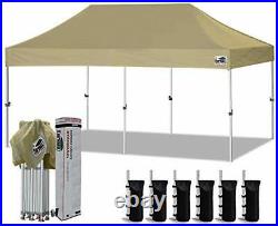 10'x20' Ez Pop Up Canopy Tent Commercial Instant Canopies with 10x20 khaki