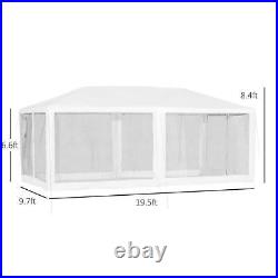 10'x20' Gazebo Canopy Tent with 4 Removable Mesh Side Walls for Events & Wedding