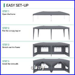 10'x20' Grey Waterproof Canopy Outdoor Tents for Parties Event Camping Wedding